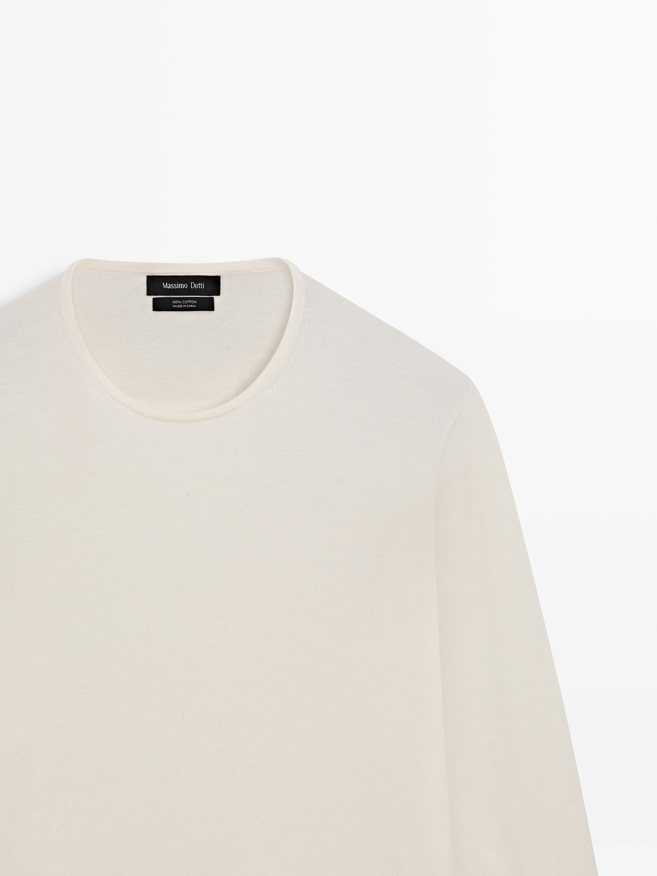 Knit 100% cotton crew neck sweater